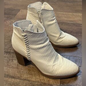 MIA White Snake Textured Ankle Boots